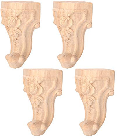 Zoeyilan 4 pièces Pieds d'armoire, Pieds de Meubles en Bois, Pieds de Table sculptés de Style européen, Pieds de canapé, Pieds de Remplacement de Meubles sculptés en Bois pour Armoire, (10 * 5cm)