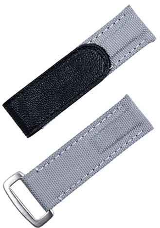 EAMOM Buntes 20-mm-Uhrenarmband aus Nylongewebe und Leder für Rolex-Armband DAYTONA SUBMARINER GMT Yacht-Master-Armbanduhrenarmband(Grey Sil Buckle)
