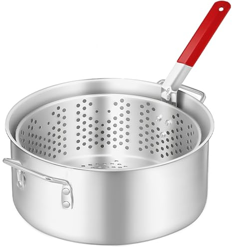 10QT Outdoor Fish Fryer Kit – Heavy-Duty Aluminum Pot & 6.7QT Basket, Propane Deep Fryer for Seafood, Turkey, Chicken & More