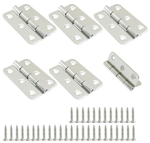 Cjueiom 6Pcs Heavy Duty Door Hinges, 2 Inch / 50mm White Butt Hinges with 40 Screws for Cabinet, Closet, Window, Drawer, Furniture & DIY Projects
