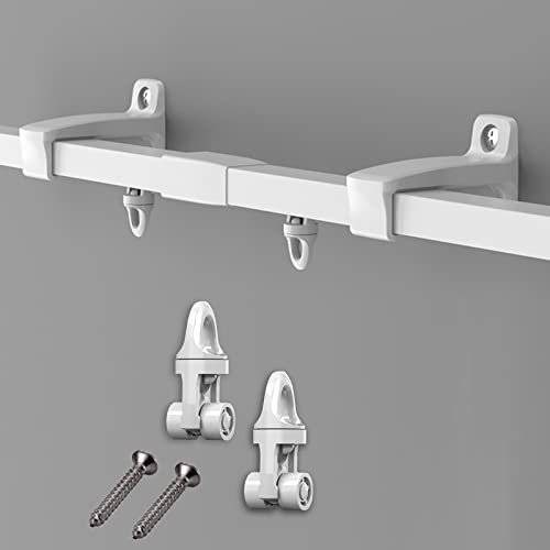 Weiße Flexible Vorhangschiene mit Spannstange zur Wandmontage Plus Fenster, robuste Einzelvorhangschienen, Raumteiler für Wohnzimmer, Schlafzimmer, Bett, Schrank, Pavi(Eine Farbe: 1,2 m – 2,1 m