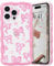 L-FADNUT Bow Case for iPhone 14 Pro Max, Curly Wavy Frame Cute Girly Bow Ribbon Pretty Phone Case, Soft Wave Clear Slim Silicone Shockproof Anti-scratch Cover for Women Girl, Pink Bow