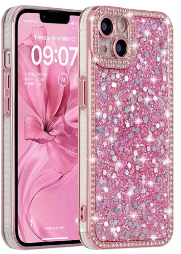 FABSPARK for iPhone 15 Plus Sparkly Glitter Diamond Case,Pink