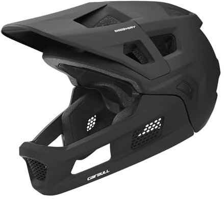 Qianly Erwachsener Mountainbike Fahrradhelm Radhelm mit Abnehmbarem Kinnschutz für Den Vollen Gesichtsschut, Atmungsaktive BMX MTB Helm, Fullface Helm für Damen und Herren, 54-61CM, Schwarz