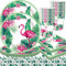 SZJFYMQ Vajilla de Fiesta Hawaiana,Decoración de Fiesta Tropical con Hojas de Palma Flores,Flamencos Servilletas Papel,fiesta de verano decorada con platos de cartón fiesta 20 invitados