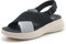 Meik Mangni Sandali Ortopedici Donna Arch Fit Scarpe Aperte Sandalo Leggera Sandali da Passeggio Piattaforma,Nero 41 EU