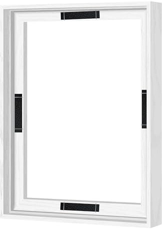 Abtgt 11x14 Canvas Floating Frame with 0.9 Deep, White Floater Frame for Canvas Paintings with Adhesive, Vertical or Horizontal Wall Art frame for Prints Oil Painting Diamond Decor, 1 Pack.