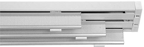 TENDAGGIMANIA Flächenvorhangschienen 3-läufige Schiene L.300 CM mit zentraler Verbindung - Schiene für Innenräume aus Aluminium Weiß mit Seil/Manuell nach Maß für Decke/Wand