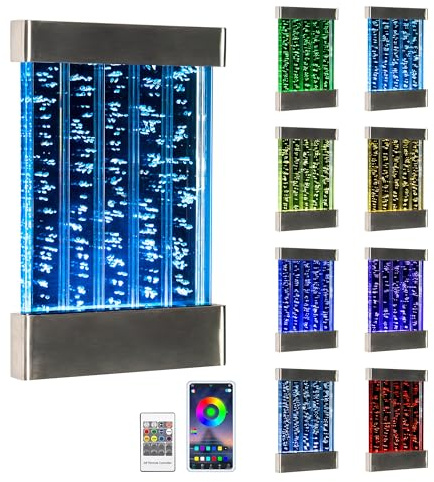 Tenmind LED Sensory Bubble Wall – 24x16 Stainless Steel Wall Panel with Floating Fish, Vertical Bubbles, Color-Changing Lights, Remote & APP Control for Sensory & Therapy Rooms