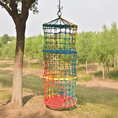 BERADNET Climbing Net for Kids Hanging Climbing Frame Indoor Outdoor Climbing Rope Ladder Multicolor Rope Playground Equipment for Backyard, Tree, Playroom