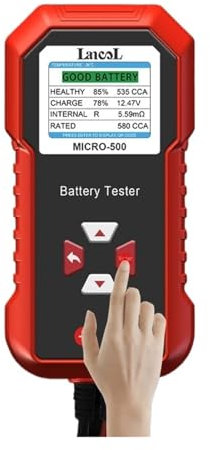 YQVEOT Testeur de Batterie, Testeur de Batterie de Voiture 12 V, 40-3000 CCA, analyseur de Batterie au Lithium, analyseur de Batterie au Plomb, afficha LED avec Code QR