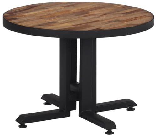QZZCED Couchtisch Rund Ø55x40 cm Recyceltes Massivholz Teak Familien Esstisch Tisch für Wohnzimmer für Küche