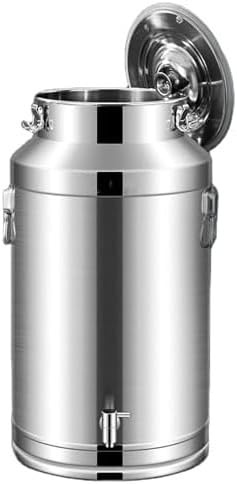 Stainless Steel Milk Transport Can - 5L Liquid Container with Faucet Spigot for Dairy, Wine, and Tea