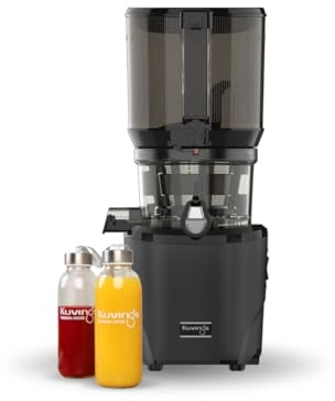 Kuvings |Extracteur de jus AUTO10S |2 bouteilles verre |Découpe automatique | Utilisation mains libres, Découpe automatique des fruits et légumes entiers, Panier XXL 3L, Nettoyage facile (Noir)