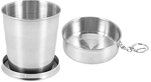 Pylorixz Verre Pliable Gobelet Telescopique Tasse Retractable Sport Randonnee Camping 240ML Keychain