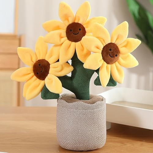 XIMEY Plüsch Pflanze im Topf, Plüschtier im Topf Pliischtier, Plüsch Blume, Kuscheltier Pflanze, Pflanzen Plüschfigur Dekofür Kinder Baby Mädchen Junge