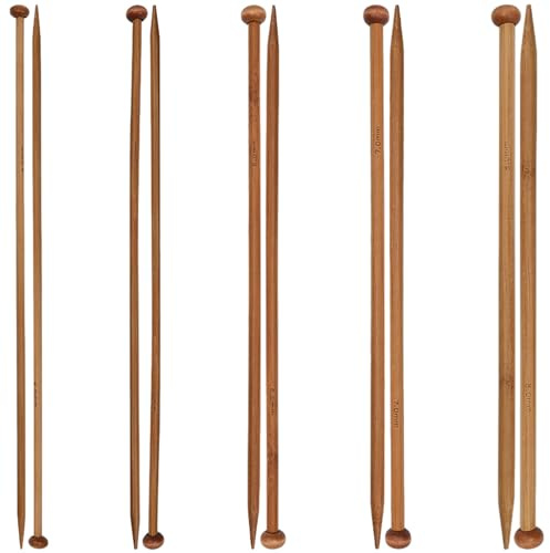 Stricknadeln, Stricknadeln Holz, Knitting Needles, 10 Stück 25cm Aus Holz 4mm Bis 8mm Für Anfänger Profis Zum Stricken Von Schals Mützen