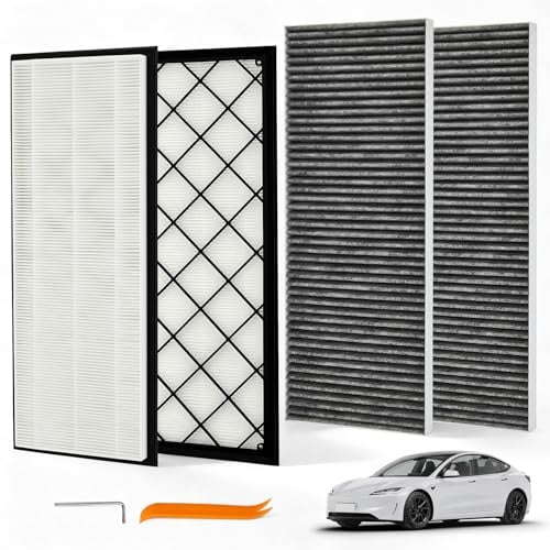VeftBltrem Tesla Model Y - Kit filtri HEPA per abitacolo - 2 filtri HEPA + 2 filtri a carbone attivo, filtro abitacolo, filtro antibatterico, accessori per Juniper, confezione da 4
