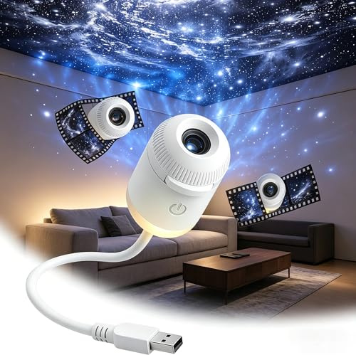 Proiettore Notturno 2 in 1 della Galassia, Proiettore USB del Cielo Stellato, Lampada LED Spaziale a Luminosità Regolabile con Rotazione a 360° per Decorazione di Auto, Camera da Letto, Stanza per