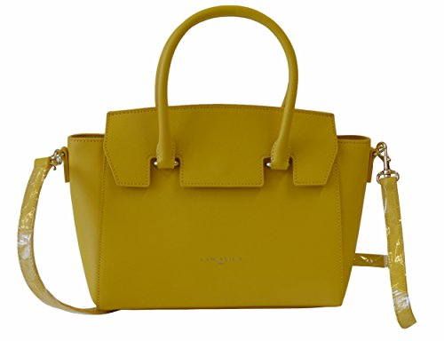 Lancaster Tasche Camelia Petit Sac Cabas à Rabat Main 528-39-Jaune Damen Ledertasche, Schultertasche Handtasche Umhängetasche Gelb (25 cm x 20 cm x12 cm)