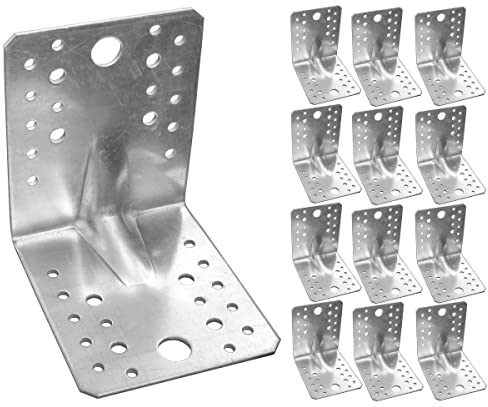 OMIDEAS 12 x Equerre d'assemblage renforcée (105 x 105 x 90 x 2.5) Equerre de Fixation Angle Droit Support en forme de L, Équerre Angle 90 Degrés en Acier, Équerre de Coin