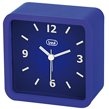 Trevi SLD 3820 Quarzuhr mit Wecker, großes Zifferblatt, gummiertes Finish, leises Uhrwerk, elektronischer Klingelton, Blau