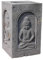 IDYL Lava-Stein Becken 4-eckig Wasserbecken mit Buddha`s | 4-seitige Buddha-Darstellung | Maße 35 x 35 x 60cm | frostfest | Asiatische Dekoration | massives Naturprodukt |schwarz