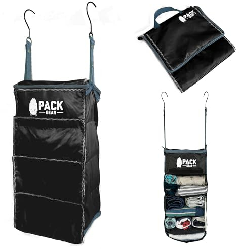 Pack Gear Koffer-Organizer,Packen Sie mehr in Ihr großes oder Handgepäck,sofort auspacken – Kompressions-Packwürfel für Koffer,Hängeregal Organizer für Schrank (schwarzer Klettverschluss) (Handgepäck)