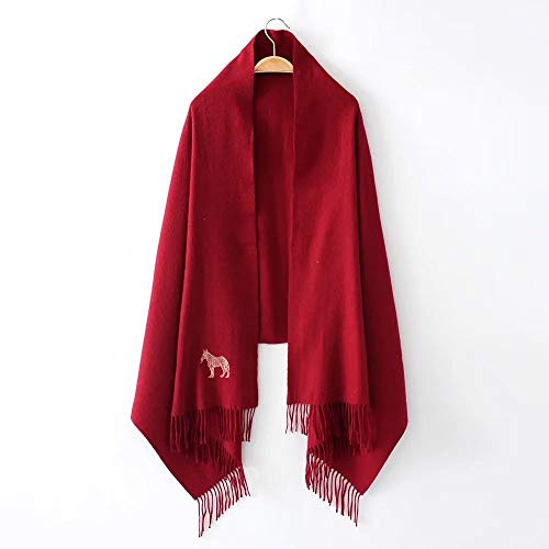Unisex Winter Scarf Shawl Wrap, Long Large Warm Thick Scarves, Joker Soft Double Sided Fashion Classic for Women Small Zebra Embroidery Scarf, red