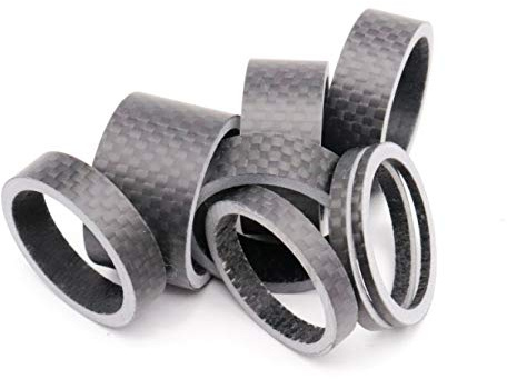 8er Set Carbon Spacer 1 1/8 Zoll (28,6mm) 2/3/5/8/10/12/15/20mm Ahead Distanzscheiben Kit für MTB & Rennrad 3K (Glossy)
