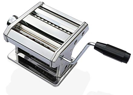 Schabzies Manuell Nudelmaschine aus Edelstahl Schneidemesser für Hausgemachter Lasagne Und Tagliolini Komplett Mit klappbarem Nudeltrockner