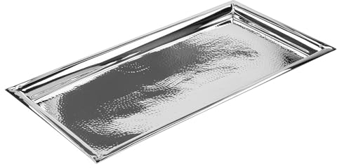 Nagano, Tablett, Edelstahl, gehämmert, silberfarben, L. 24 cm, B. 48 cm, H. 3 cm [SP] [FM25]