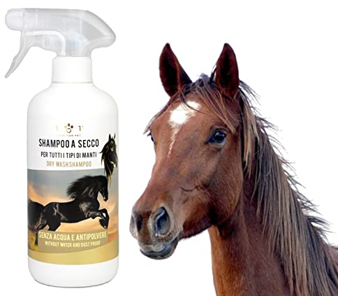 Natürliches Trockenshampoo für Pferde, 500 ml – Shampoo Conditioner Spray kein Wasser oder Spülen erforderlich - für eine schnelle und effektive Reinigung, geeignet für alle Manties - Linea 101