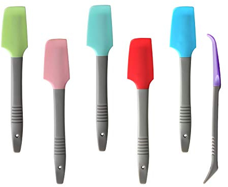 Yoku Made - Mini espátula de silicona, espátula pequeña curvada, espátula raspadora de cocina, espátula húmeda para latas de comida para mascotas, espátula de tarro, para cocinar, hornear, glasear o