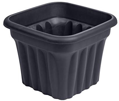 Muddy Hands Large Square Plant Pot Outdoor Garden Vegetable Fruit Flower Herb Tree Plastic Planter (25 Litre, Graphite Grey)
