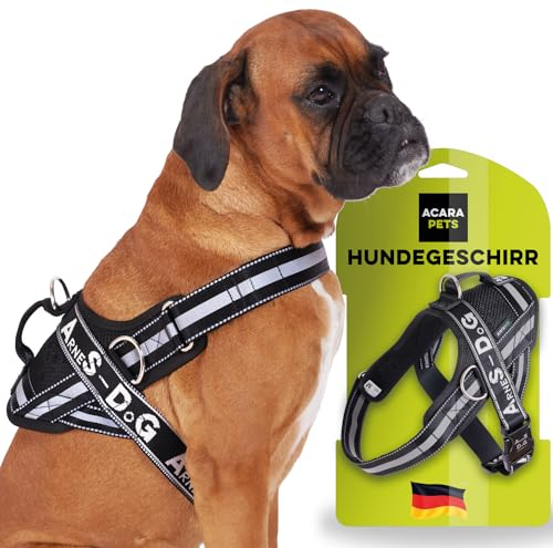 Hundegeschirr mit 3 Metallringankern zur Befestigung an der Brust oder Brust des Hundes, ohne den Hals des Hundes zu ersticken. (Schwarz, M)