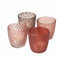 Spetebo Glas Teelichthalter transparent rosa - 4er Set / 7 cm - Deko Windlicht Retro Tischdeko Teelicht Halter