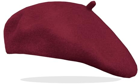 Van Der Rich ® - Klassischer französischer Baretthut Barett Wolle - Damen (Bordeaux, One Size)