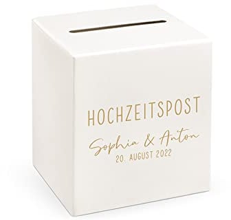 Miss Lovely Kartenbox Hochzeit Personalisierbar mit Namen und Datum. Hochwertige Geschenkkartenbox Stabiler Karton - Geschenkbox für Hochzeitspost - Wedding Card Box Perfekt als Hochzeitsdeko