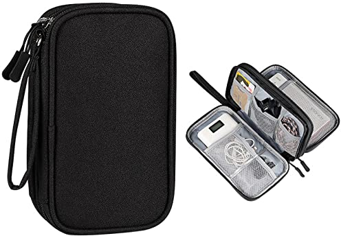 Travel Cable Organiser, Electronics Accessories Organiser Bag, Portable Waterproof Double Layers All-in-One Carry Travel Bag for Cable, Cord, Charger, Earphone, SD Cards, USB Drive, Power Bank