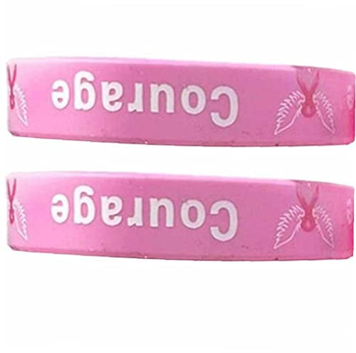 Vepoty 2pcs Bracelet en Silicone Bracelet De Soutien Inspirant Ruban Rose Sensibilisation Au Cancer Du Sein