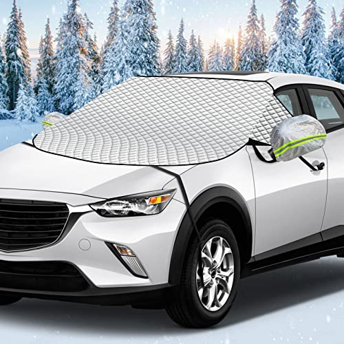 iKALULA Frontscheibenabdeckung, Auto Scheibenabdeckung Scheibenwischer Winterschutz, Faltbare Abnehmbare Auto Abdeckung Winterabdeckung, Winter Eisschutz, Schneeschutz,gegen Sonne, 230×128cm