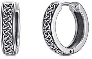 Unisex 925 Sterling Silber Keltische Creolen - Kleine Huggie Ohrringe - Klapp Schlafen Ohrschmuck - Geschenk für Frauen Männer