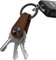 KeySmart Mini Leder Schlüsselorganisator Schlüsselanhänger - Karabinerclip enthalten, Autoschlüsselanhänger befestigen - Bis zu 5 Schlüssel, braunes Leder