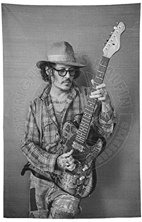 NANXIANG Johnny Depp Berühmter Musiker spielt Gitarre Wandteppich Kunstwerke Polyester Tapisserie Raum Ästhetische Wand Ar