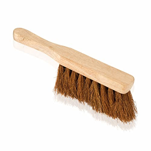 Boden-Handbürste, Scheuerbürste, braun, Haushaltsbesen mit natürlichen weichen Borsten und komfortablem Griff, Kehr- oder Reinigungsbürste für Holzböden, Teppiche und Fliesen (1 Stück) (weicher Kokos)