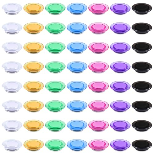 ZDZBLX Fridge Magnets 56 Pack – 7 Colours Strong Whiteboard Magnets, Small Round Transparent Magnet, Heavy Duty Mini Magnets for Fridge, Notice Board, Calendar, Crafts, Map, Office, Home & School Use