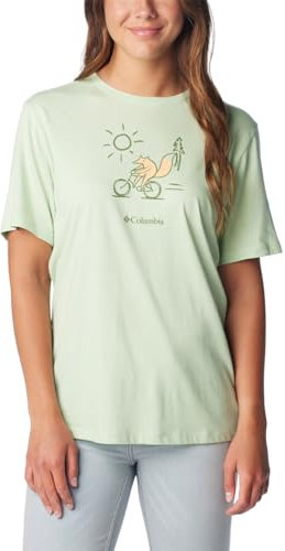Columbia Damen Bluebird Day Relaxed Crew Neck T-Shirt, Sage Leaf Heather/Foxy Peddle, Klein