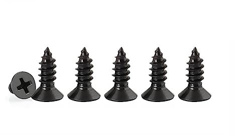 M4 Phillips Flat Head Self Tapping Screws,100 pcs Black M4 x 12mm Carbon Steel Wood Screws DIY Woodworking with Box