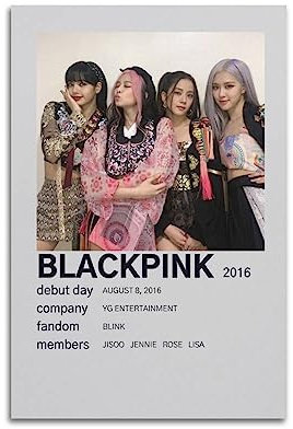UMCHU Korea Group BLACKPINK Poster Dekorative Malerei Leinwand Wandkunst Wohnzimmer Poster Schlafzimmer Malerei,Wandkunst Bilddruck Moderne Familienzimmer Dekor 08x12inch(20x30cm)